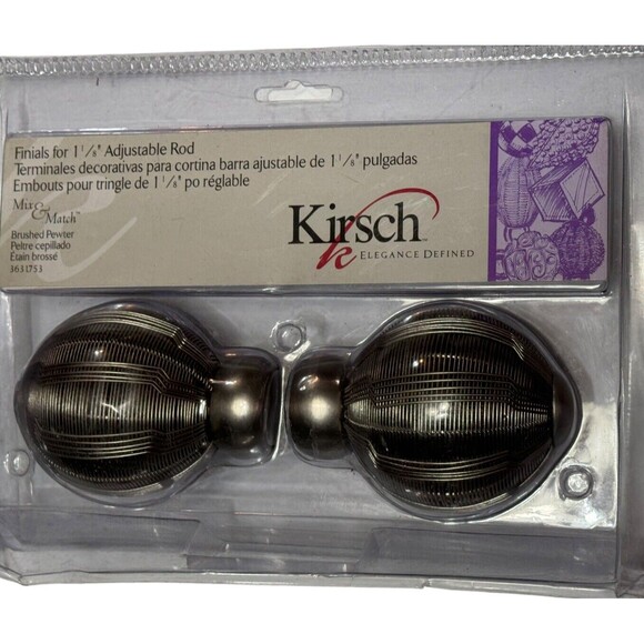 Kirsch Finials For 1 3/8” Adjustable Rod Brushed Pewter 3631753 - 1 Pair - Picture 4 of 4